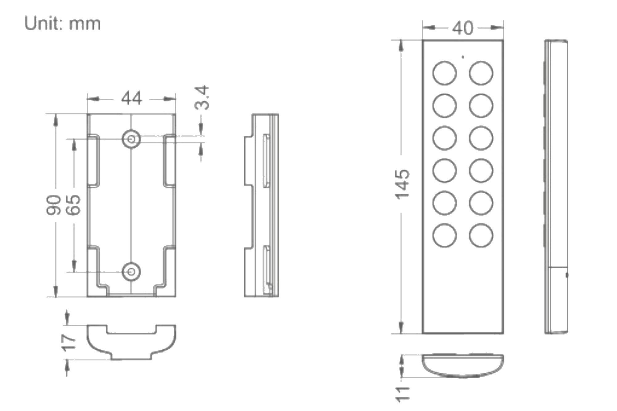 2.4GHz RF RGB Remote Control, CR2032 battery, 30m Range, 4 Zone Control, 3Vdc supply voltage . V7  LTECH Remote Control